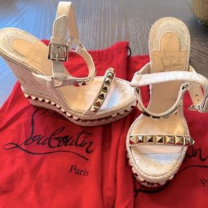 Genuine Christian Louboutin ivory and gold sandal